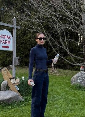 Vintage Stanfield's Turtleneck Size Medium Navy Blue Cotton
